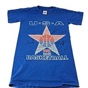 Vintage 1992 Olympic Team USA Basketball T-Shirt Youth Large Single Stitch Blue